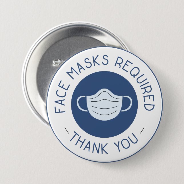 Face Mask Required Button (Front & Back)