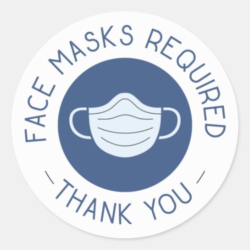 Face Mask Required Classic Round Sticker