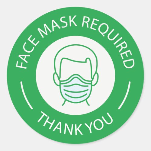 Face Mask Required Classic Round Sticker