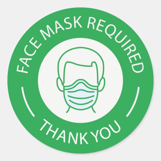 Face Mask Required Classic Round Sticker (Front)