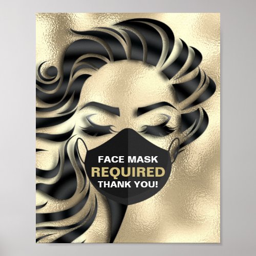Face Mask Required Covid Cosmetologist Beauty Gold Poster