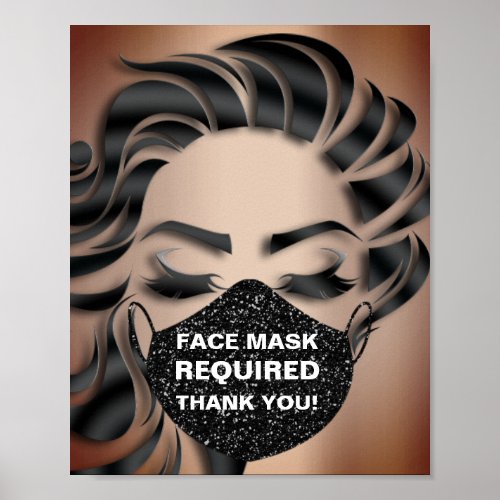 Face Mask Required Covid Cosmetologist Glitter Poster