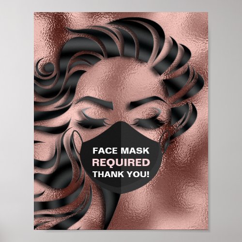 Face Mask Required Covid Cosmetologist Hair Lash Poster