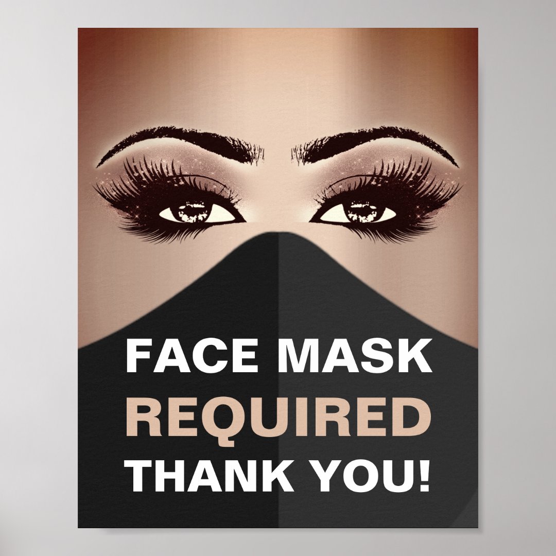 Face Mask Required Covid Cosmetologist Hair Lashes Poster | Zazzle