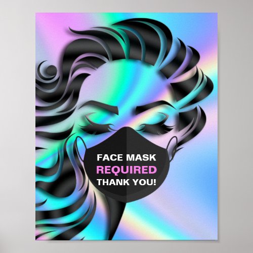 Face Mask Required Covid Cosmetologist Hair Lashes Poster