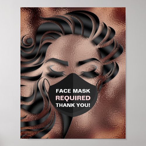 Face Mask Required Covid Cosmetologist Hair Rose Poster