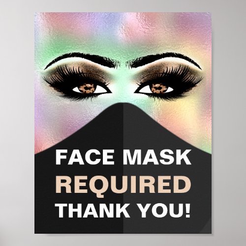 Face Mask Required Covid Cosmetologist Holographic Poster