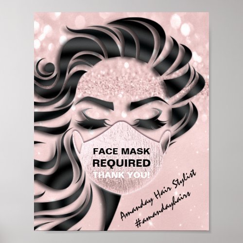 Face Mask Required Covid Eyelash Hair Glam Thank Poster