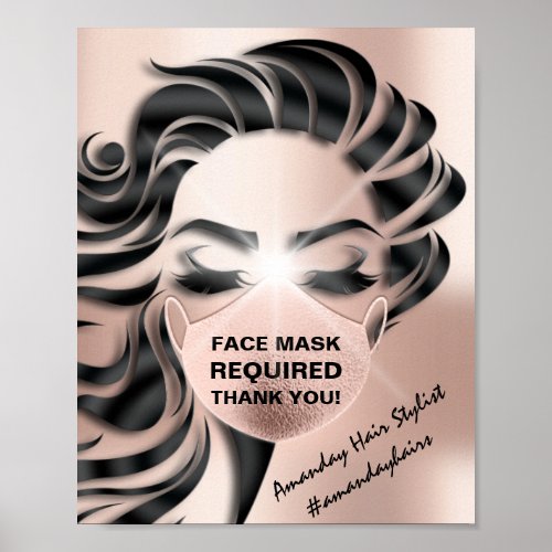 Face Mask Required Covid Eyelash Hair Makeup Nails Poster