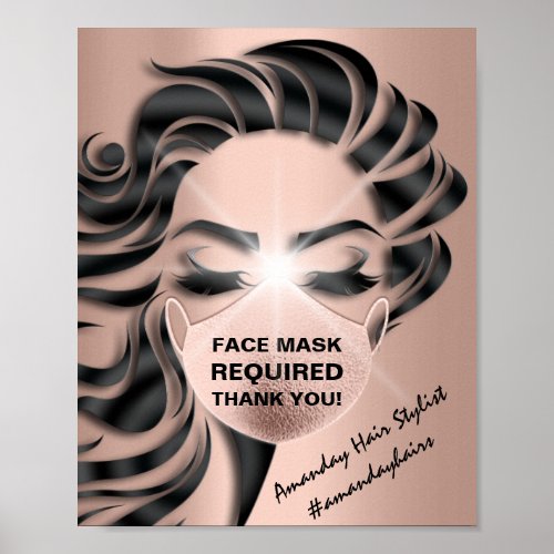 Face Mask Required Covid Eyelash Hair Makeup Thank Poster