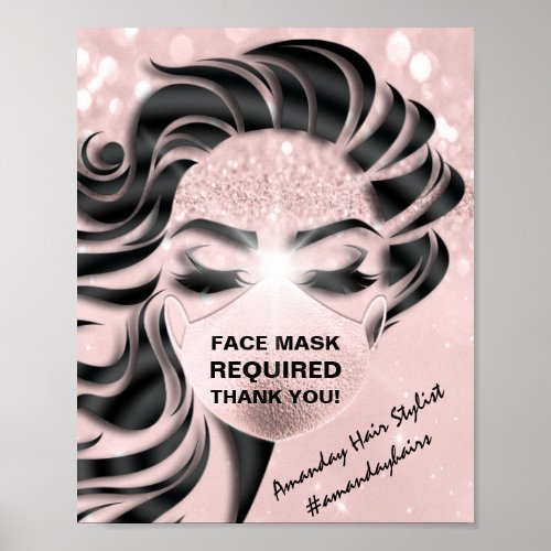 Face Mask Required Covid Eyelash Hair Nails Thank Poster