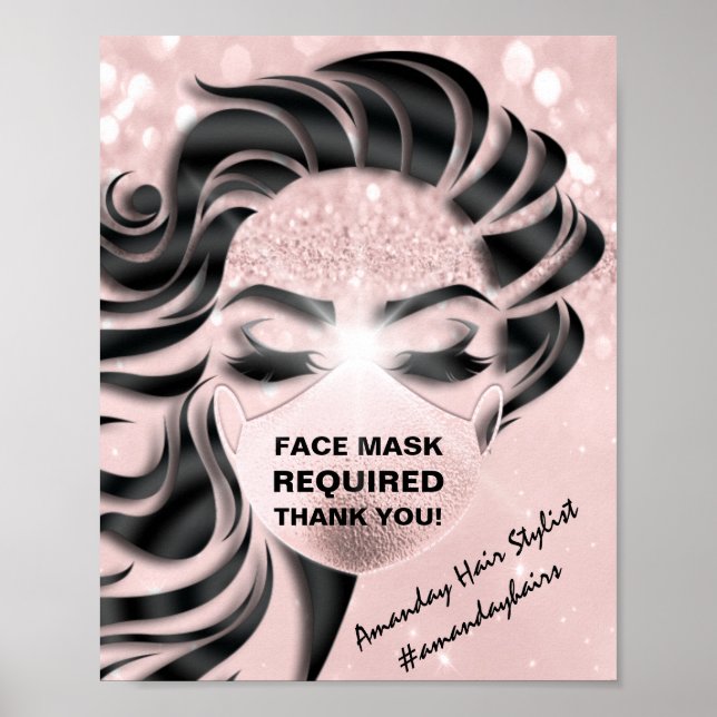Face Mask Required Covid Eyelash Hair Nails Thank Poster (Front)