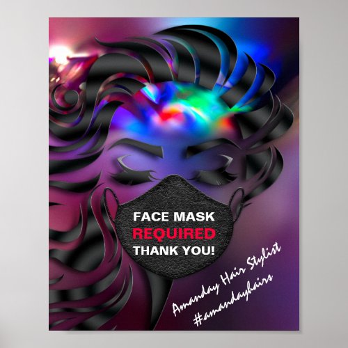 Face Mask Required Covid Eyelash Hair Thank You Poster