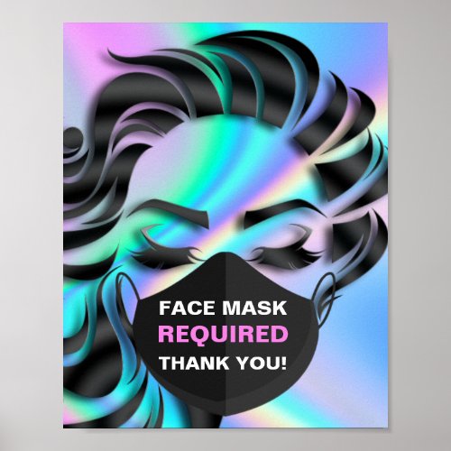 Face Mask Required Covid Holograph Covering Poster