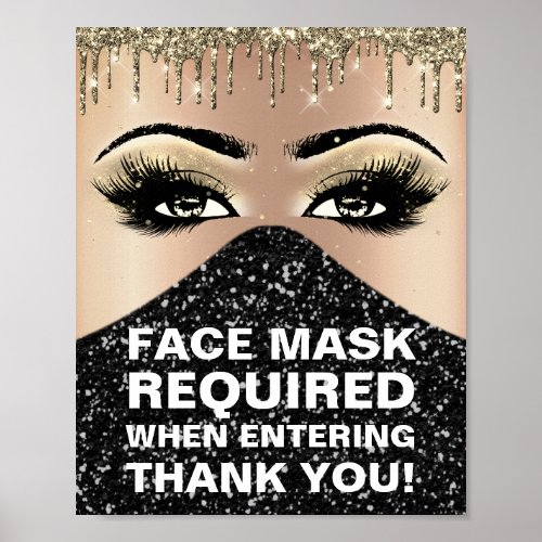 Face Mask Required Covid Lash Rose Drips Poster