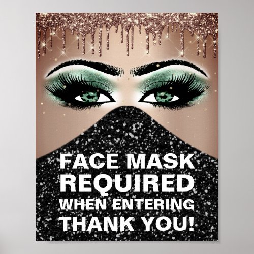Face Mask Required Covid Thank EyelashGlitter Drip Poster
