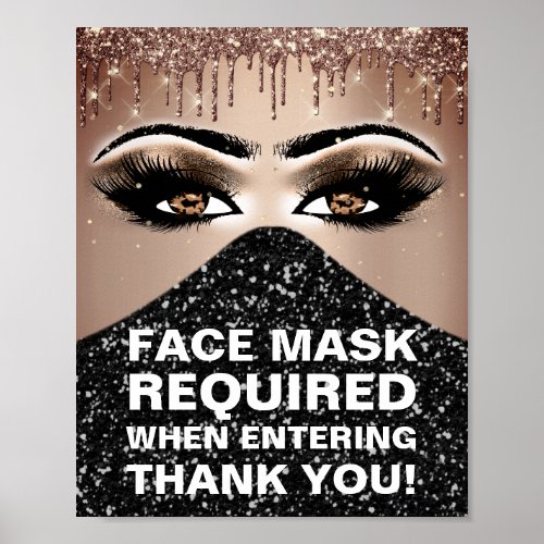 Face Mask Required Covid Thank Lashes Glitter Drip Poster