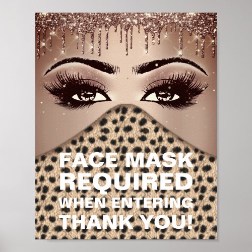 Face Mask Required Covid Thank Skin Glitter Lash Poster