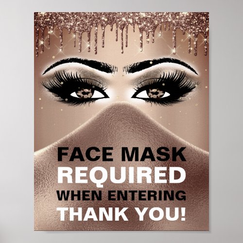 Face Mask Required Covid Thank Smoky  Eyes Drips Poster