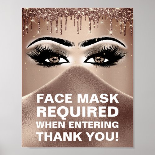 Face Mask Required Covid Thank Smoky  Eyes Rose Poster