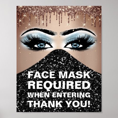 Face Mask Required Covid Thank Smoky Glitter Drip Poster