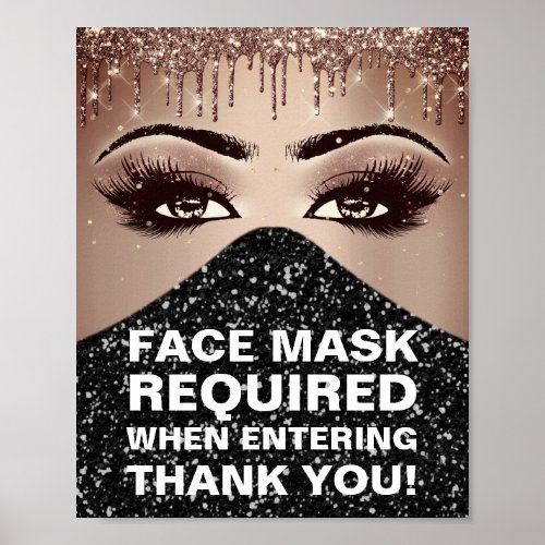 Face Mask Required Covid ThankRose Glitter Drip Poster