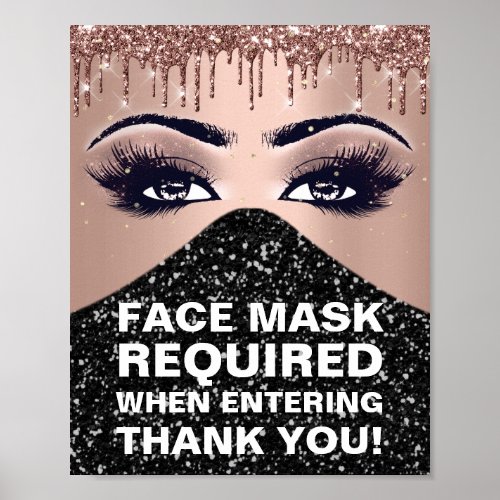 Face Mask Required Covid ThankRose Glitter Makeup Poster