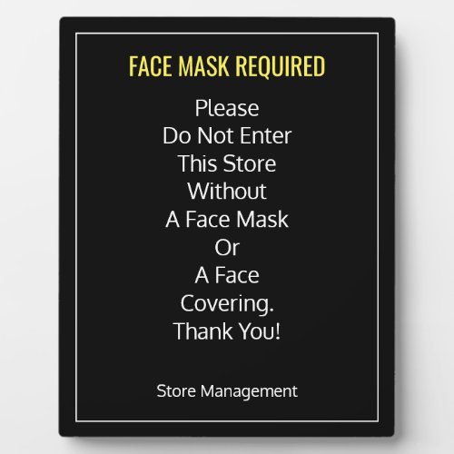 FACE MASK REQUIRED DIY Store Sign Your Text Plaque