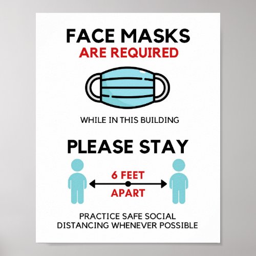 Face Mask Required Poste Social Distancing Poster