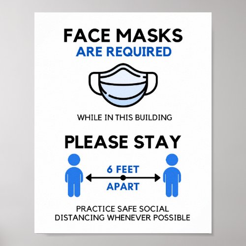 Face Mask Required Poster 6 ft Away Poster