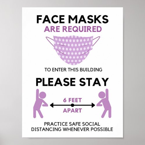 Face Mask Required Poster Stay Six Feet Away Poster