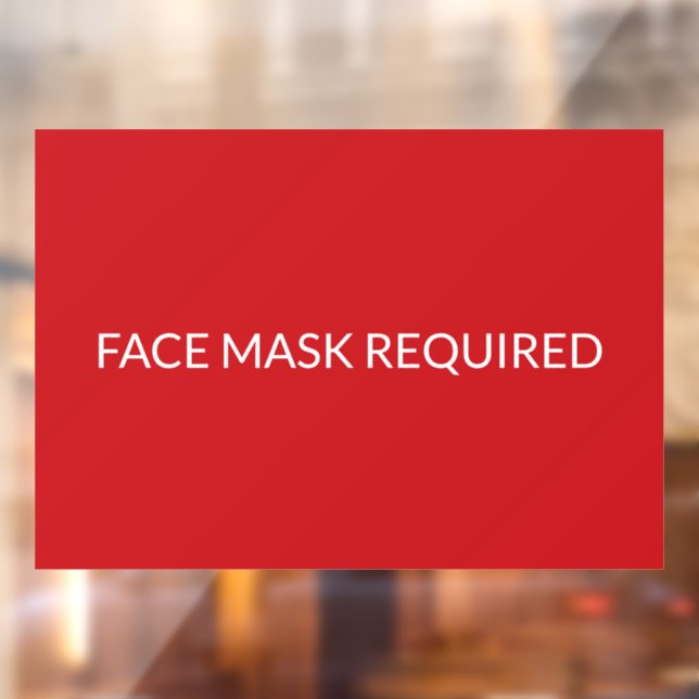 Face Mask Required red and white elegant  Window Cling (Sheet 2)
