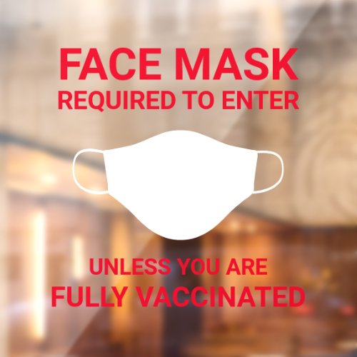 Face Mask Required Red Sign Square Window Cling