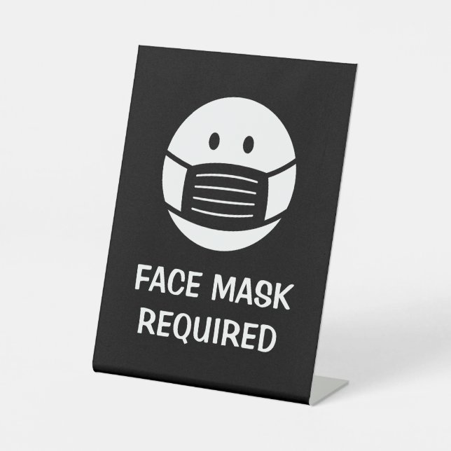 Face mask required retail sign for desk or table (Front)