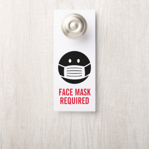 Face Mask required sign hotel room door hangers