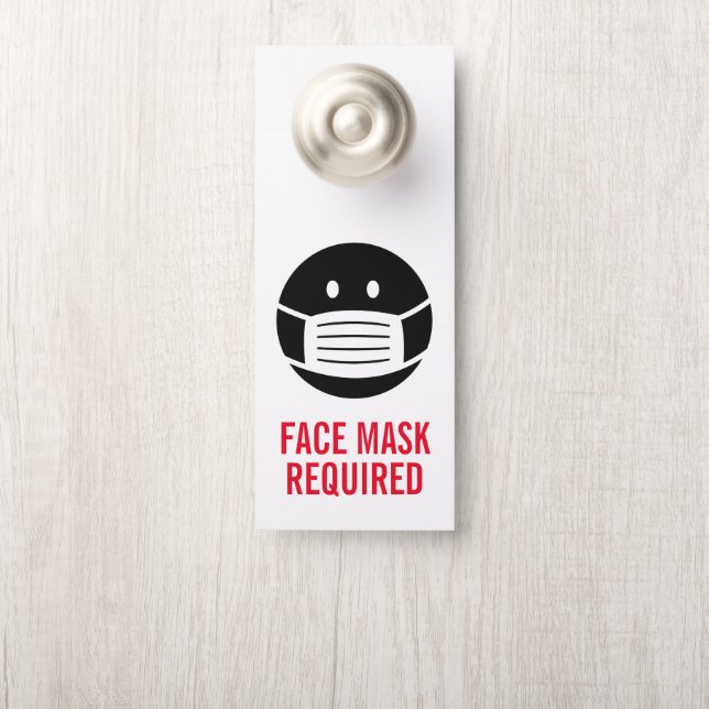 Face Mask required sign hotel room door hangers (On Knob)