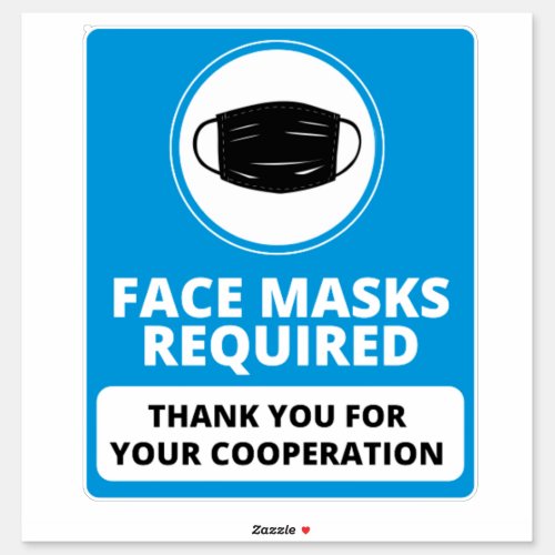 Face Mask Required store sign Sticker