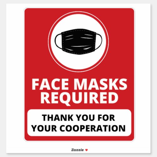 Face Mask Required store sign Sticker