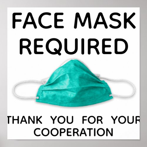 Face Mask Required Thank You Poster