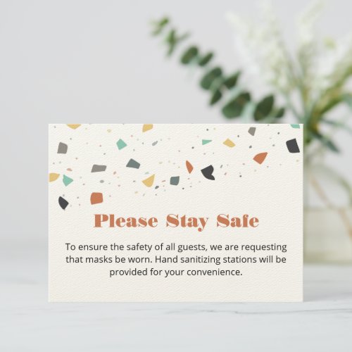 Face Mask Safety Custom Message Terrazo Tile Enclosure Card