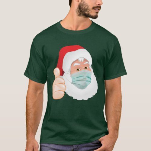 Face Mask Santa Claus with Thumbs Up ZSD T_Shirt