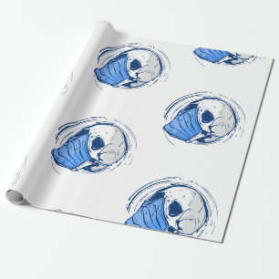 face mask skull gothic halloween wrapping paper