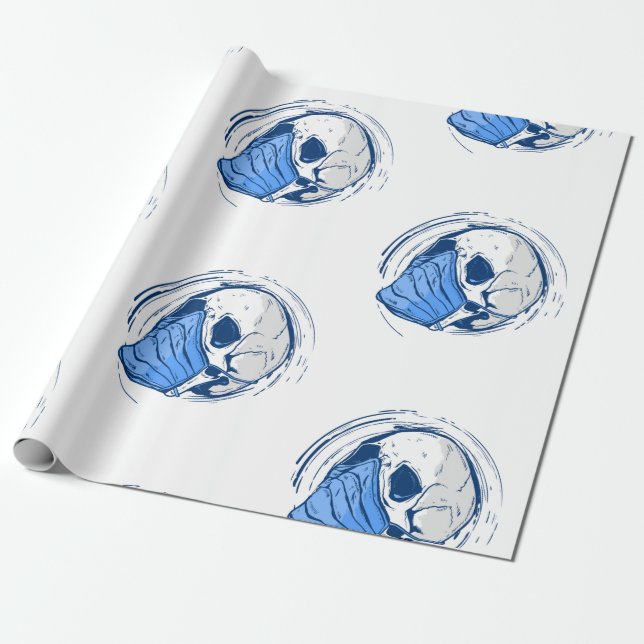 face mask skull gothic halloween wrapping paper (Unrolled)