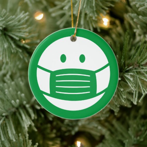 Face mask smily emoji icon Christmas tree ornament