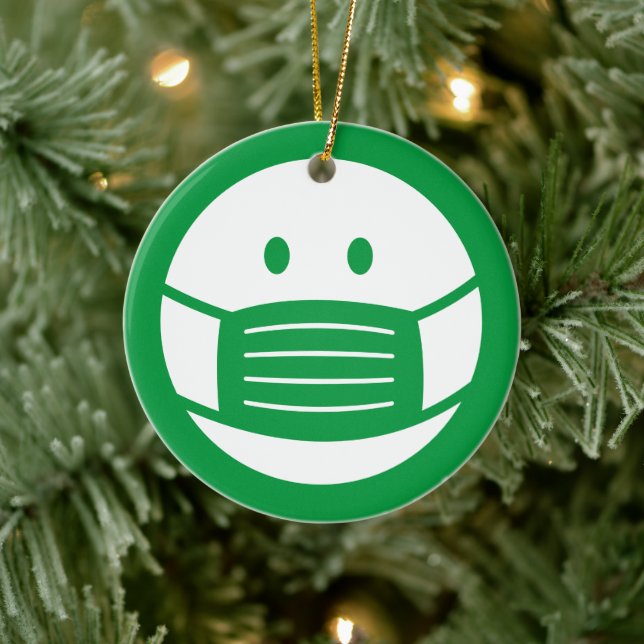 Face mask smily emoji icon Christmas tree ornament (Tree)