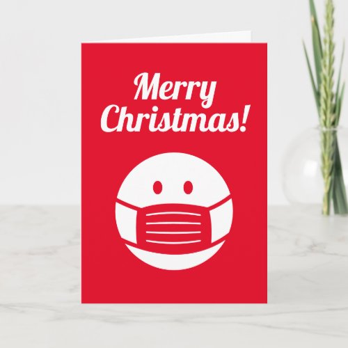 Face mask smily face pandemic emoji Christmas Card