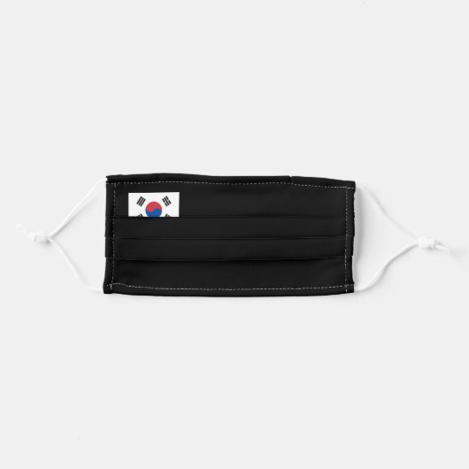 Face Mask South Korea Flag : Black (Front, Folded)
