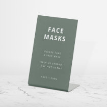 Face Mask Station | Covid Green Scandi Wedding Pedestal Sign