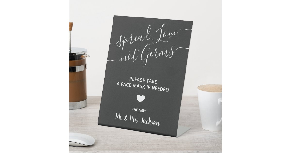 Mask Table Sign Face mask station minimal modern wedding safety pedestal sign | Zazzle