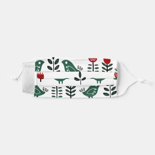 Face Mask Swedish Nordic Folk Art Birds (Front w/Insert (Not Included))